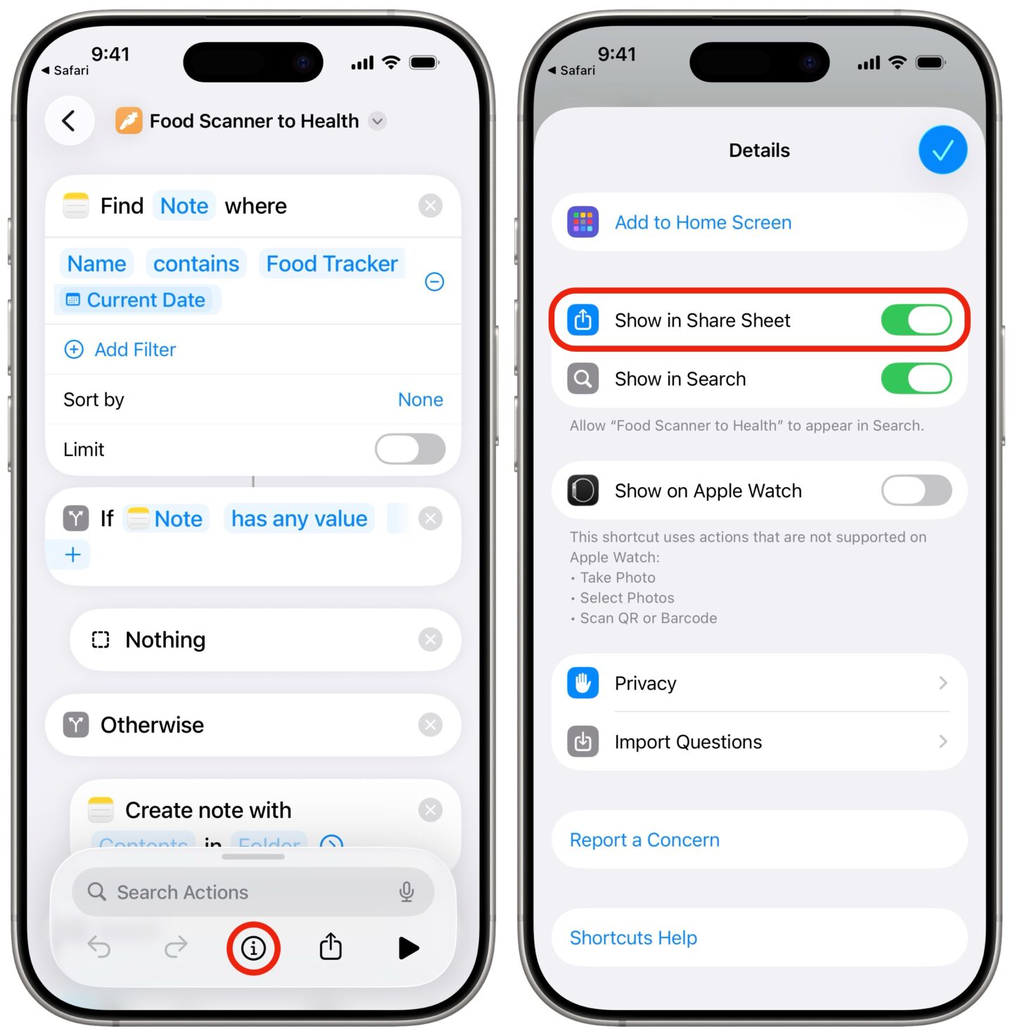 Enabling Show in Share Sheet on a Shortcut
