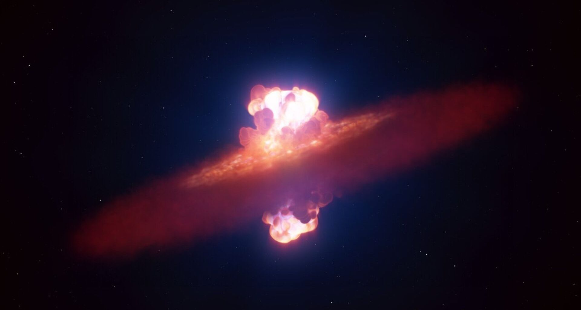 An illustration of an explosion in space