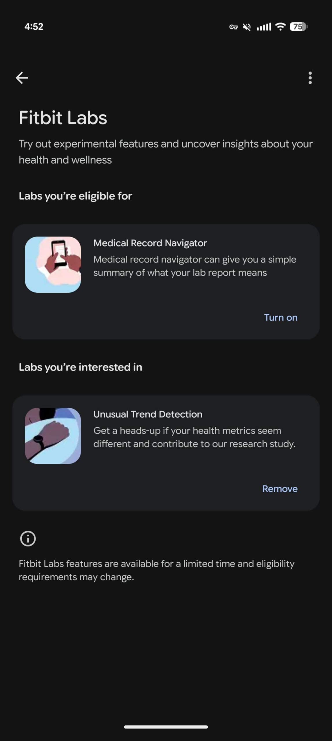 Fitbit Labs unusual trends detection Fitbit Labs unusual trends detection