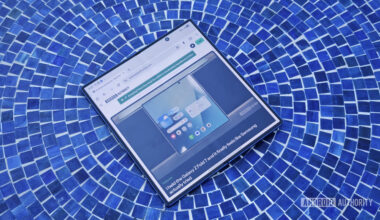 Galaxy Z Fold 7 unfolded laying down on table close hero image