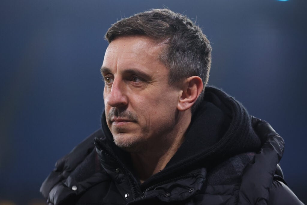 Pundit Gary Neville during the Barclays Women's Super League match between Manchester City and Manchester United at Etihad Stadium.