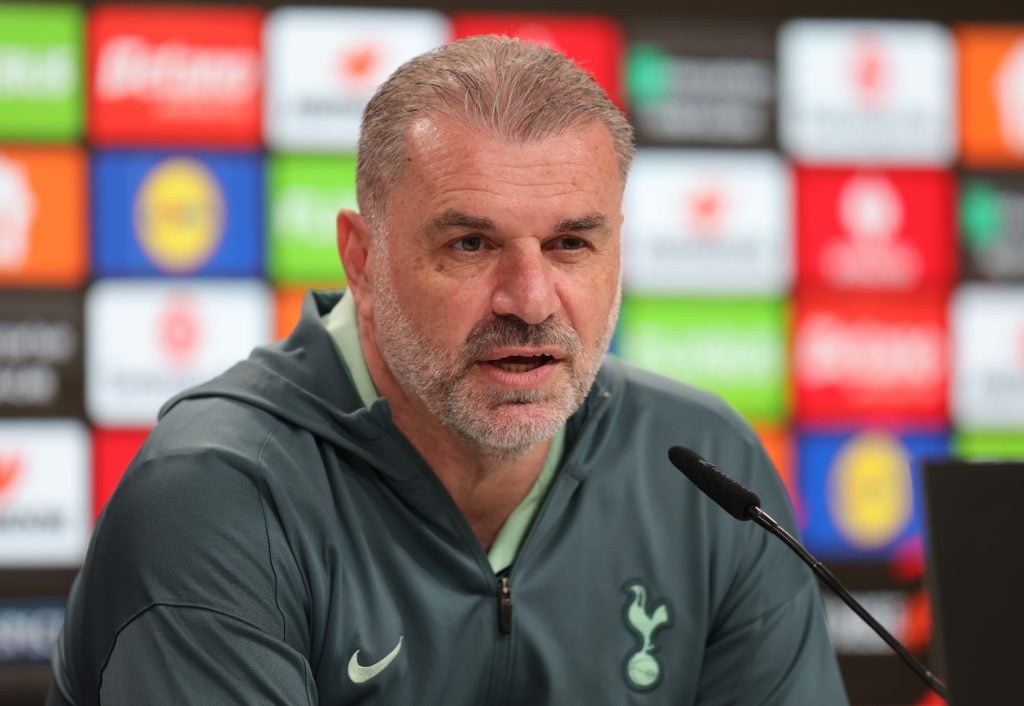 Ange Postecoglou during a Tottenham press conference