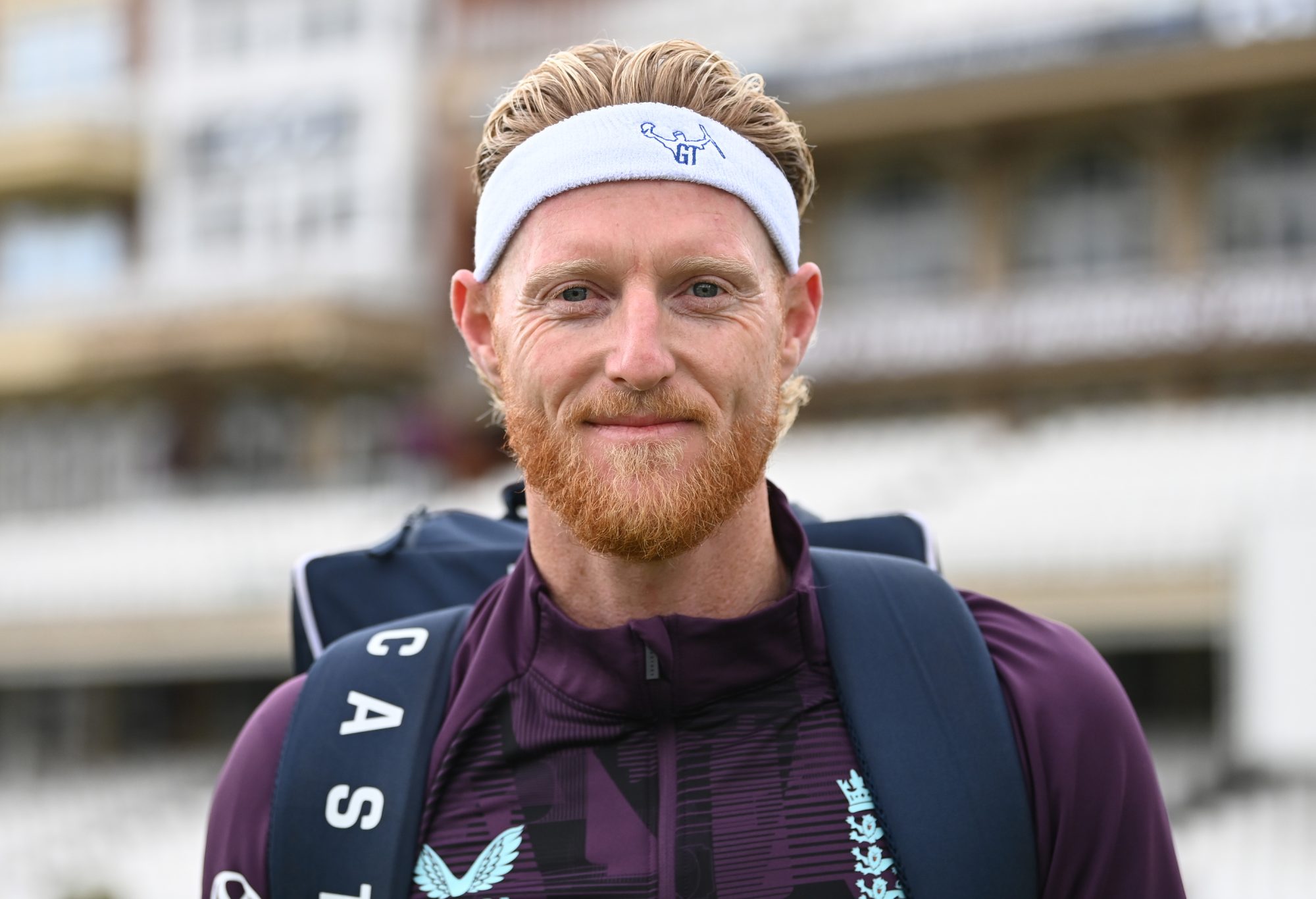 LONDON, ENGLAND - JULY 30: England captain Ben Stokes wears a headband in tribute to Graham Thorpe during a net session at The Kia Oval on July 30, 2025 in London, England. (Photo by Gareth Copley/Getty Images)