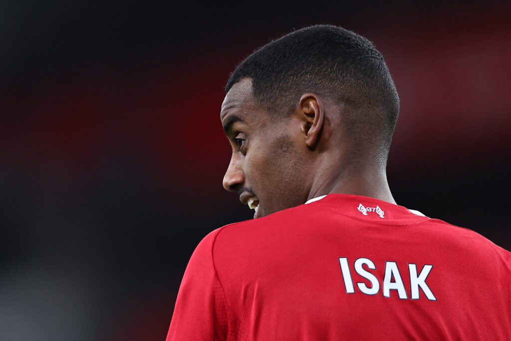 Alexander Isak during Liverpool's Premier League game against Manchester United.