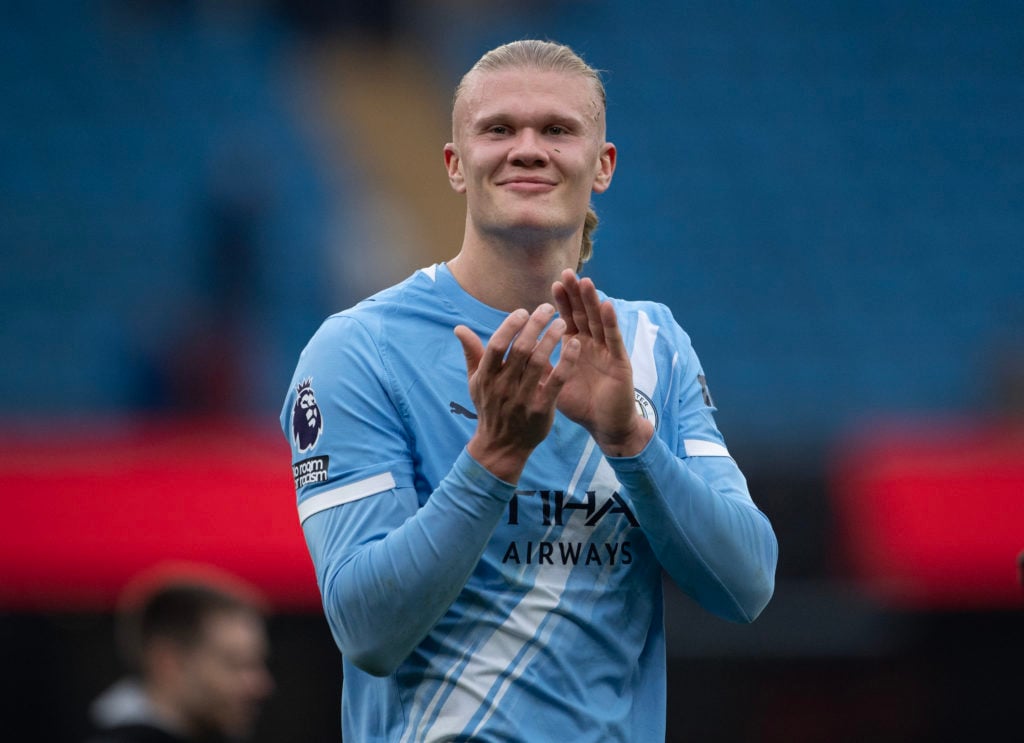 Erling Haaland Applauds fans after Manchester City v Everton - Premier League