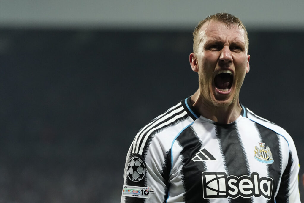 Newcastle United defender Dan Burn celebrates against Athletic Club
