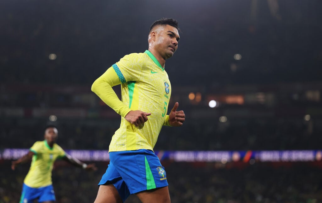 Casemiro celebrating for Brazil.