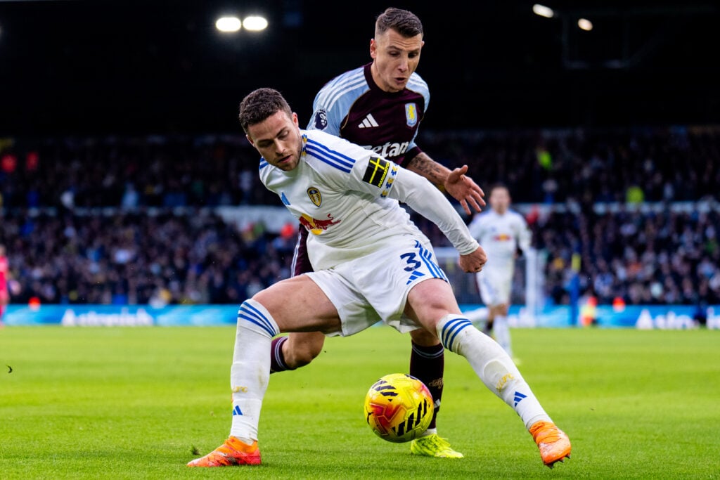 Gabriel Gudmundsson in action during Leeds United v Aston Villa - Premier League