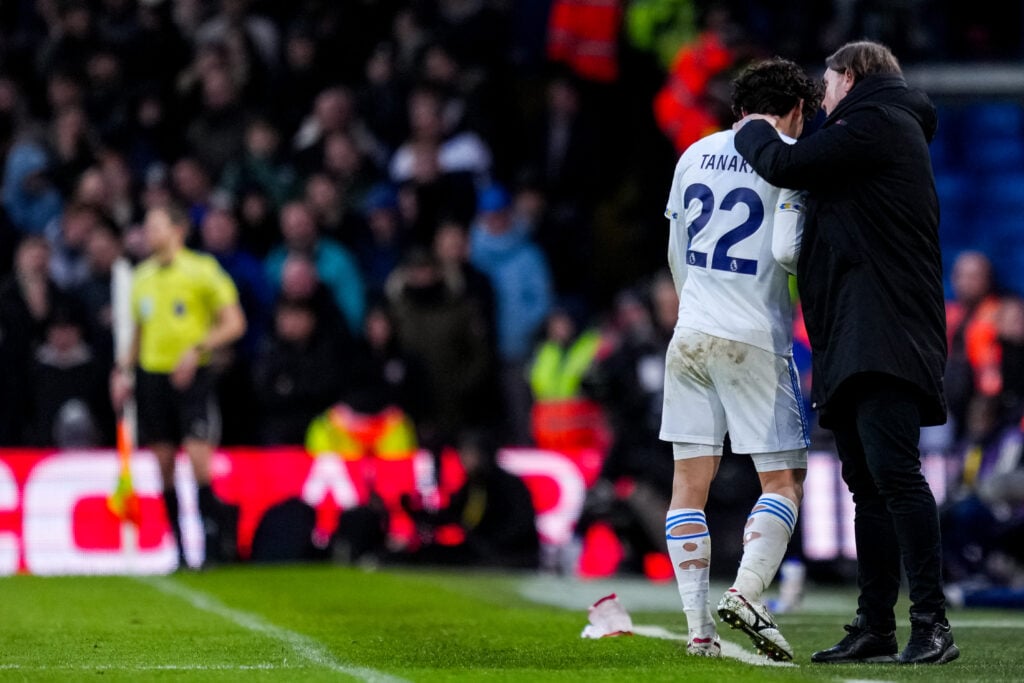 Ao Tanaka and Daniel Farke v Villa.