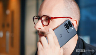 Google Pixel 9 Pro Fold in hand with man talking on the phone