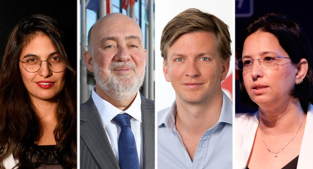 From left: Hila Zigman, Ron Prosor, Alexander Kudlich, Liat Shuv. מימין ליאת שוב אלכסנדר קודליך רון פרושאור הילה זיגמן ועידת ברלין 2025