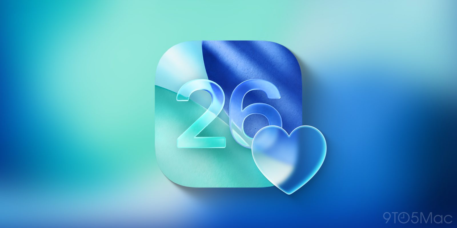 Here are the things I love most about iOS 26 | Stylized iOS 26 graphic with a liquid glass heart