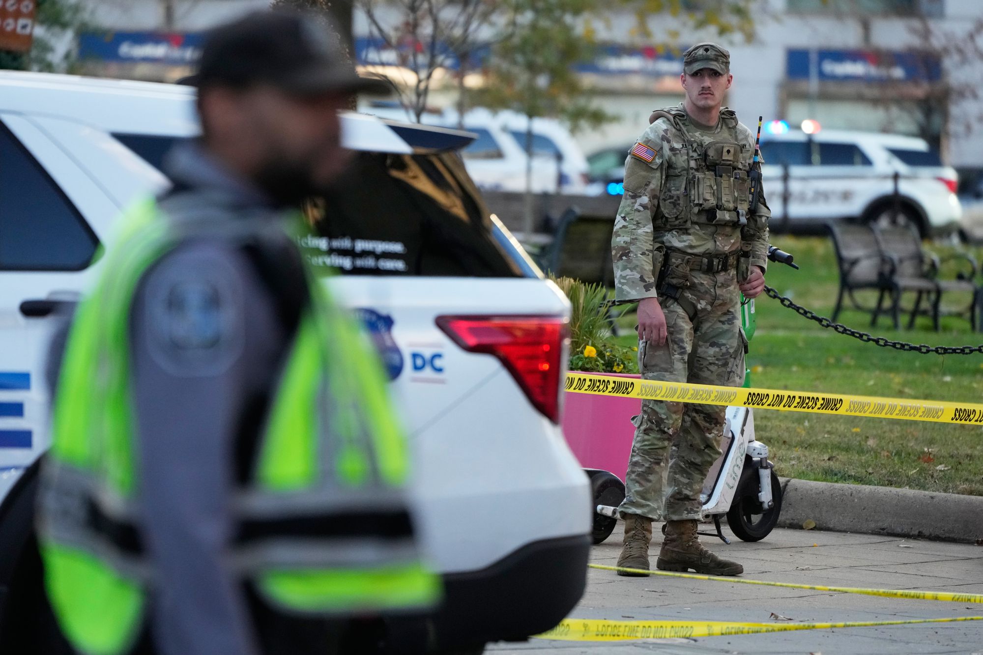 Two National Guard members were shot Wednesday near the White House, prompting a mass law enforcement response including Secret Service agents and National Guard troops