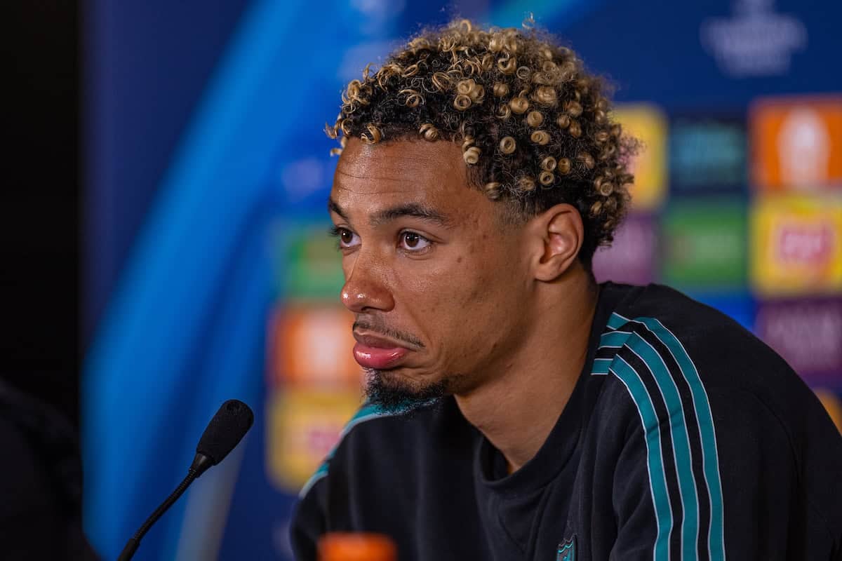 ISTANBUL, TURKEY - Monday, September 29, 2025: Liverpool's Hugo Ekitike during a press conference at Ali Sami Yen Stadium ahead of the UEFA Champions League game between Galatasaray A.?. and Liverpool FC. (Photo by David Rawcliffe/Propaganda)