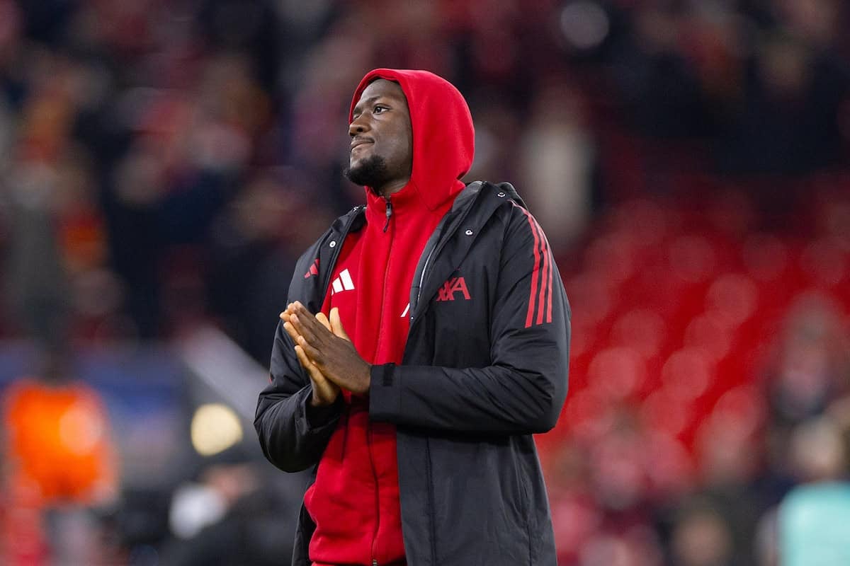 LIVERPOOL, ENGLAND - Wednesday, November 26, 2025: Liverpool's Ibrahima Konaté after the UEFA Champions League match between Liverpool FC and PSV Eindhoven at Anfield. (Photo by David Rawcliffe/Propaganda)