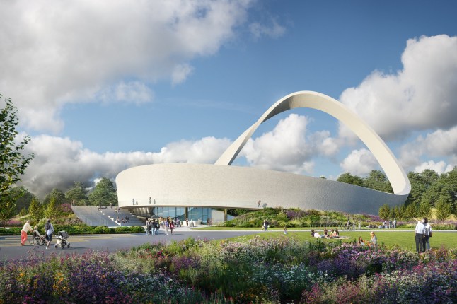 The caption is "New national 'prayer landmark' given green light to be built near Birmingham." Photo credit: Eternal Wall of Answered Prayer