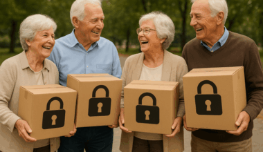 Pensions quadruple lock concept with financial charts and graphs illustrating retirement savings security trends