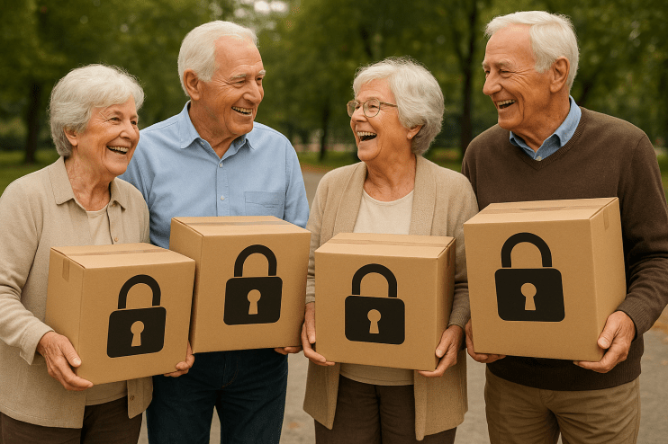 Pensions quadruple lock concept with financial charts and graphs illustrating retirement savings security trends