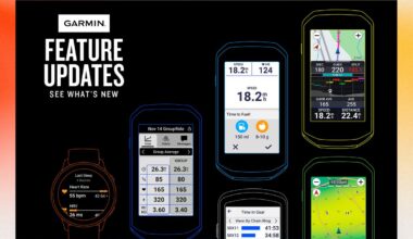 Graphic showing Garmin Edge bike computer updated features.