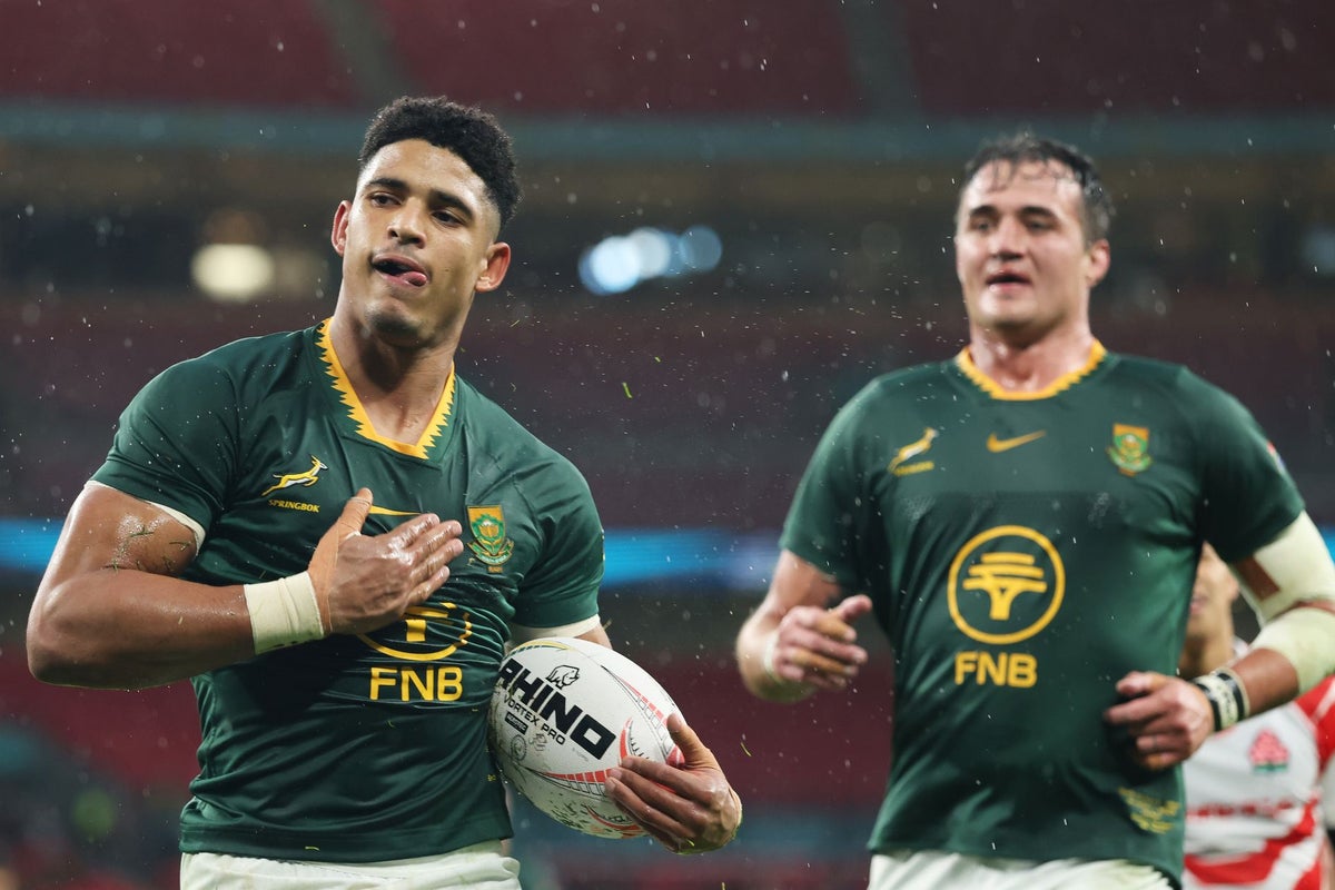 South Africa v Japan live: Score and updates as Sacha Feinberg-Mngomezulu inspiring brilliant Springboks to big lead at Wembley