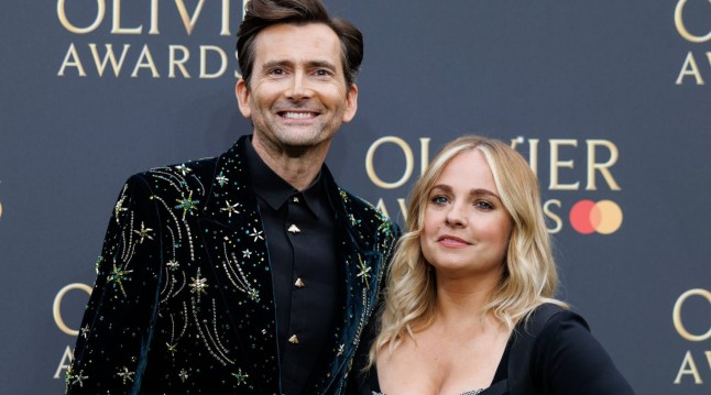 Mandatory Credit: Photo by TOLGA AKMEN/EPA-EFE/Shutterstock (14434318bp) David Tennant (L) and his wife Georgia Tennant pose on the green carpet for the Olivier Awards 2024 at the Royal Albert Hall in London, Britain, 14 April 2024. The awards were established in 1976 and are run by the Society of London Theatre (SOLT) with the aim to celebrate British theatre. The Olivier Awards 2024 in London, United Kingdom - 14 Apr 2024