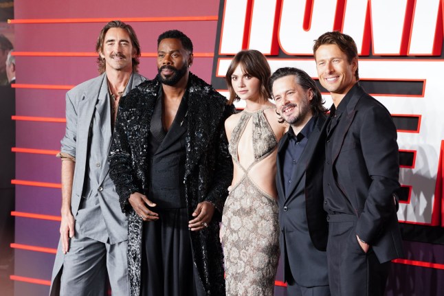 (left to right) Lee Pace, Colman Domingo, Emilia Jones, Edgar Wright and Glen Powell attending the Running Man UK premiere at Odeon Luxe in central London. Picture date: Wednesday November 5, 2025. PA Photo. Photo credit should read: Ian West/PA Wire