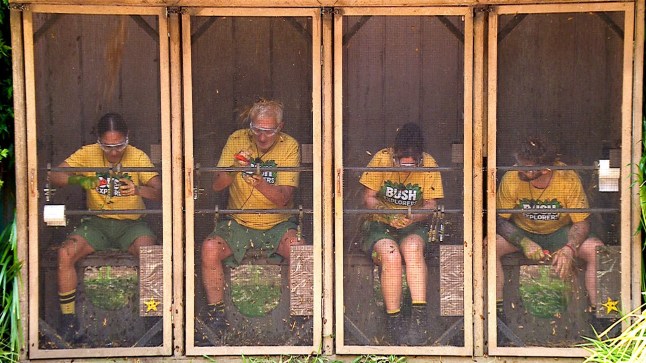 Editorial use only Mandatory Credit: Photo by ITV/Shutterstock (15865382e) Bushtucker Trial, Dreaded Dunnies - Alex Scott, Martin Kemp, Shona McGarty and Jack Osbourne 'I'm a Celebrity... Get Me Out of Here!' TV show, Series 25, Show 6, Australia - 21 Nov 2025