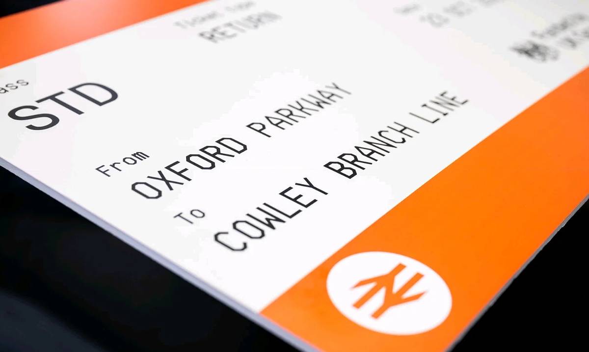 A train ticket from Oxford Parkway to the Cowley Branch Line