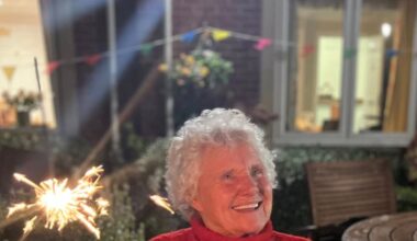 "Never too old to sparkle", say members of Kingfisher Lodge care centre in Saltford on bonfire night