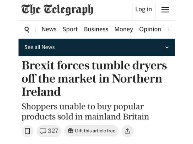Telegraph mocked for Brexit and tumble dryer story