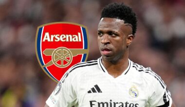 Vinicius to join Arsenal over Man Utd in Real Madrid star's Premier League transfer ranking