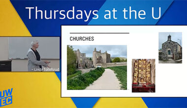 Linda Tollefsrud highlighted the various churches she saw on her Camino. (Screenshot from Rice Lake Community Media)