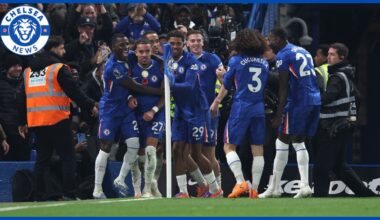Chelsea celebrate their goal against Wolves as a group.