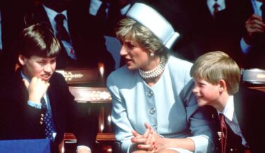 Princess Diana (1961 - 1997) with her sons Prince William and Prince Harry at the V.E Day commemorations in Hyde Park, London, May 1995. (Photo by Rota/Pool/Getty Images)