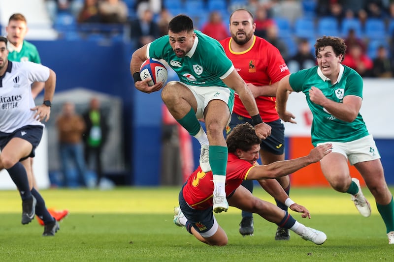 Ireland's Dan Kelly makes a break. Photograph: Martin Seras Lima/Inpho