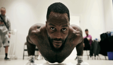 Ishmael Davis does a press-up