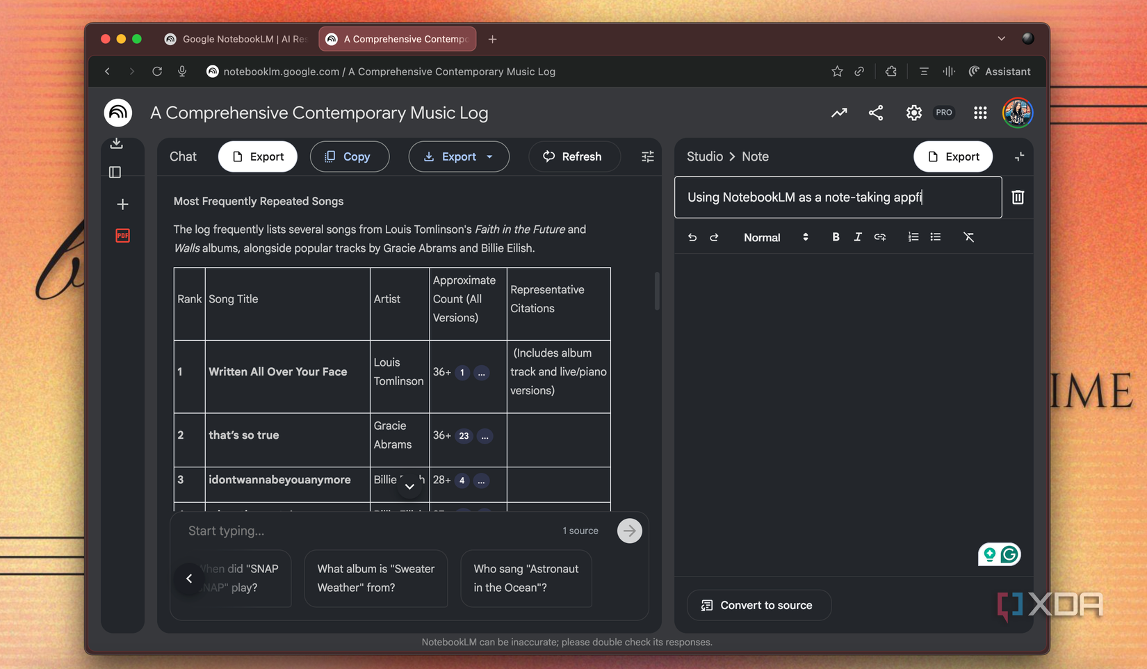 Add Note option in NotebookLM