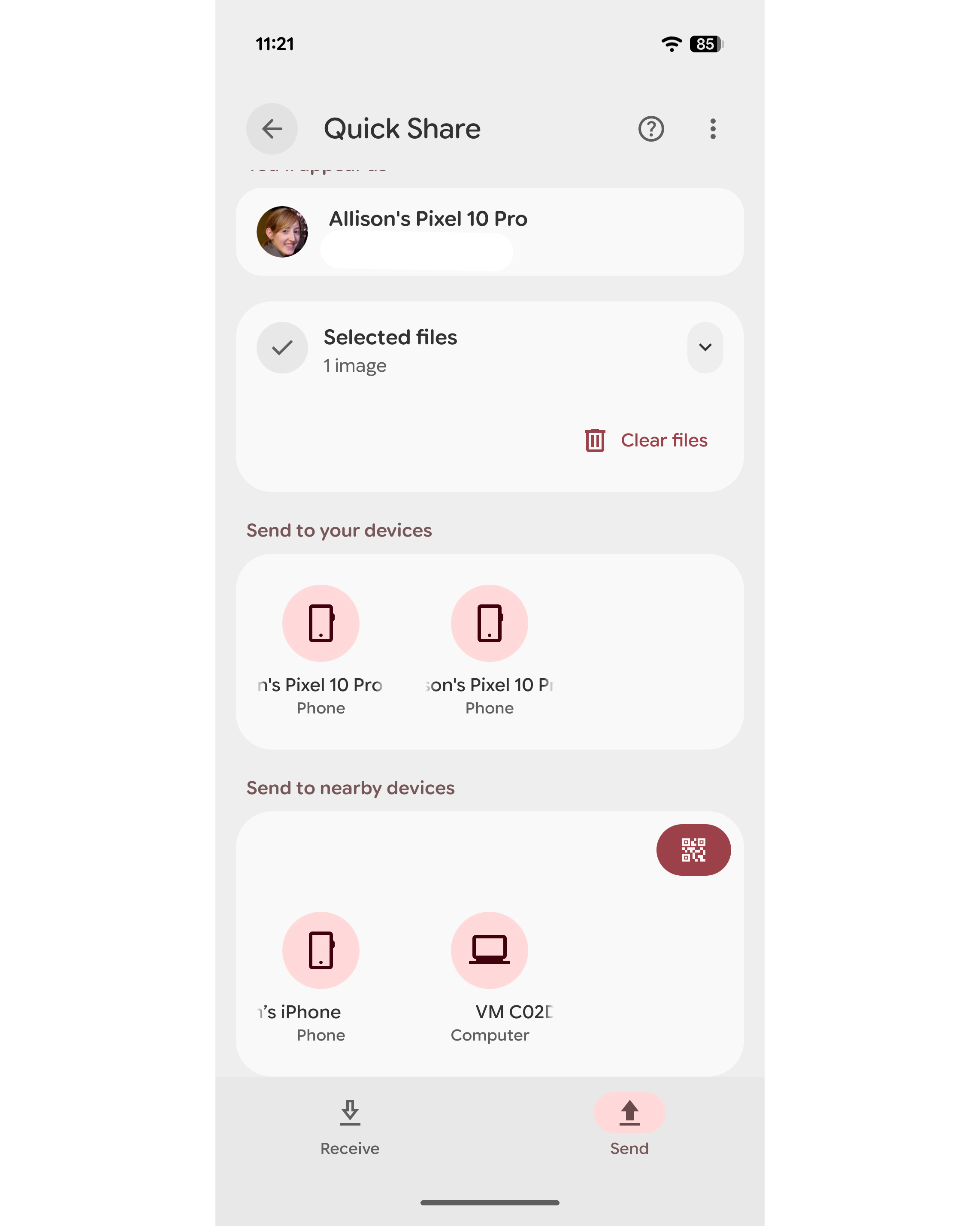 <em>Sending files over AirDrop on Android uses the Quick Share interface.</em>