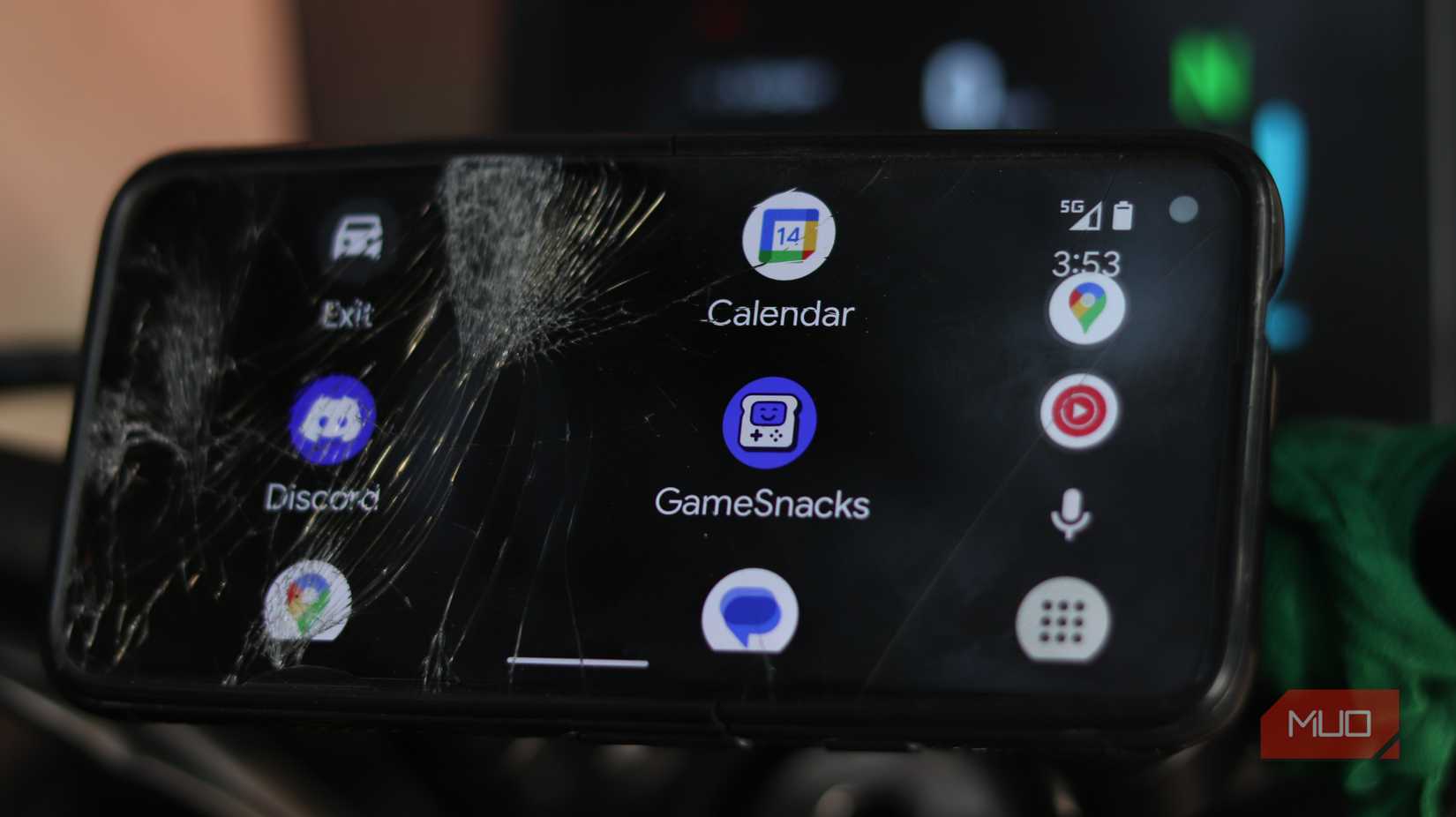 Android auto main menu on Pixel 4a.