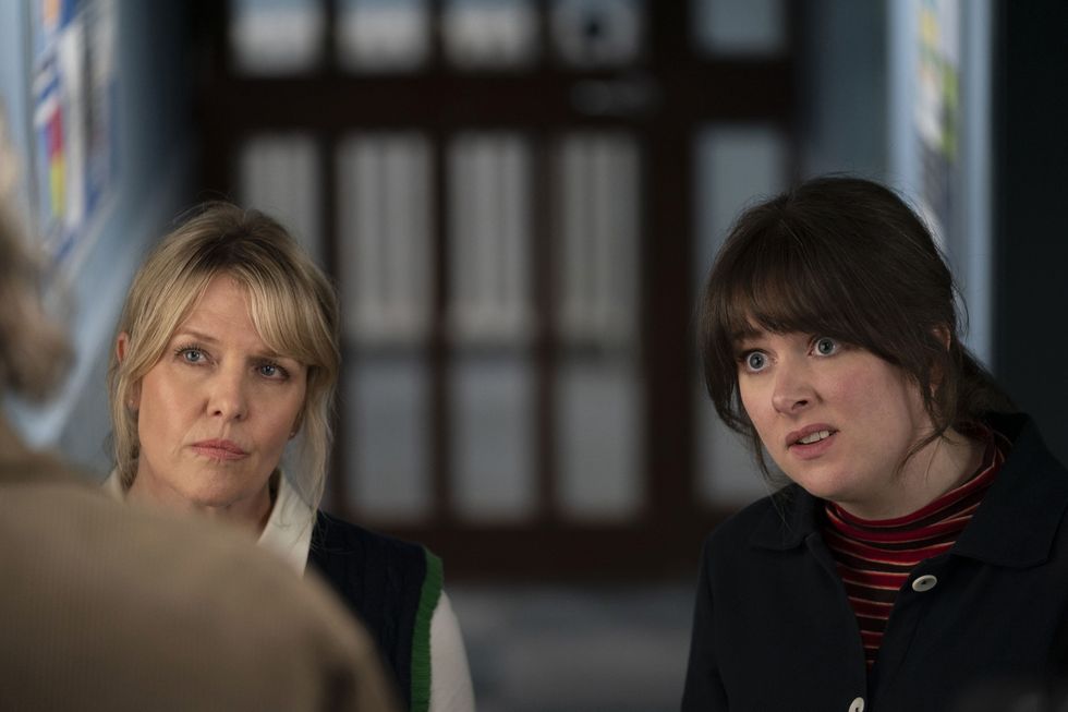 Ashley Jenson and Alison O'Donnell on the set of Shetland