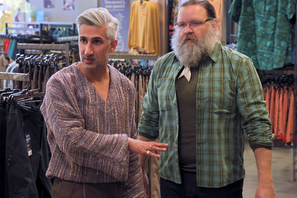 Tan France with Queer Eye hero Sean Critchfield in episode 910 of Queer Eye