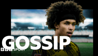 A graphic of Premier League players from every team in the division in 2025-26 season, with the Premier League trophy in front of them.