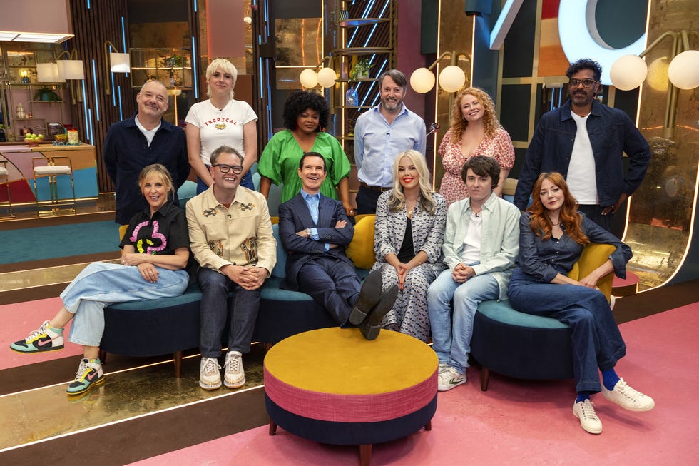 EMBARGOED 21/8/25 16:45 Jimmy Carr, Bob Mortimer, David Mitchell, Diane Morgan, Romesh Ranganathan, Amy Gledhill, Maisie Adam, Mel Giedroyc, Alan Carr, Gbemisola Ikumelo and Sam Campbell, Last One Laughing season 2 jimmy carr, bob mortimer, david mitchell, diane morgan, romesh ranganathan, amy gledhill, maisie adam, mel giedroyc, alan carr, gbemisola ikumelo and sam campbell, last one laughing season 2