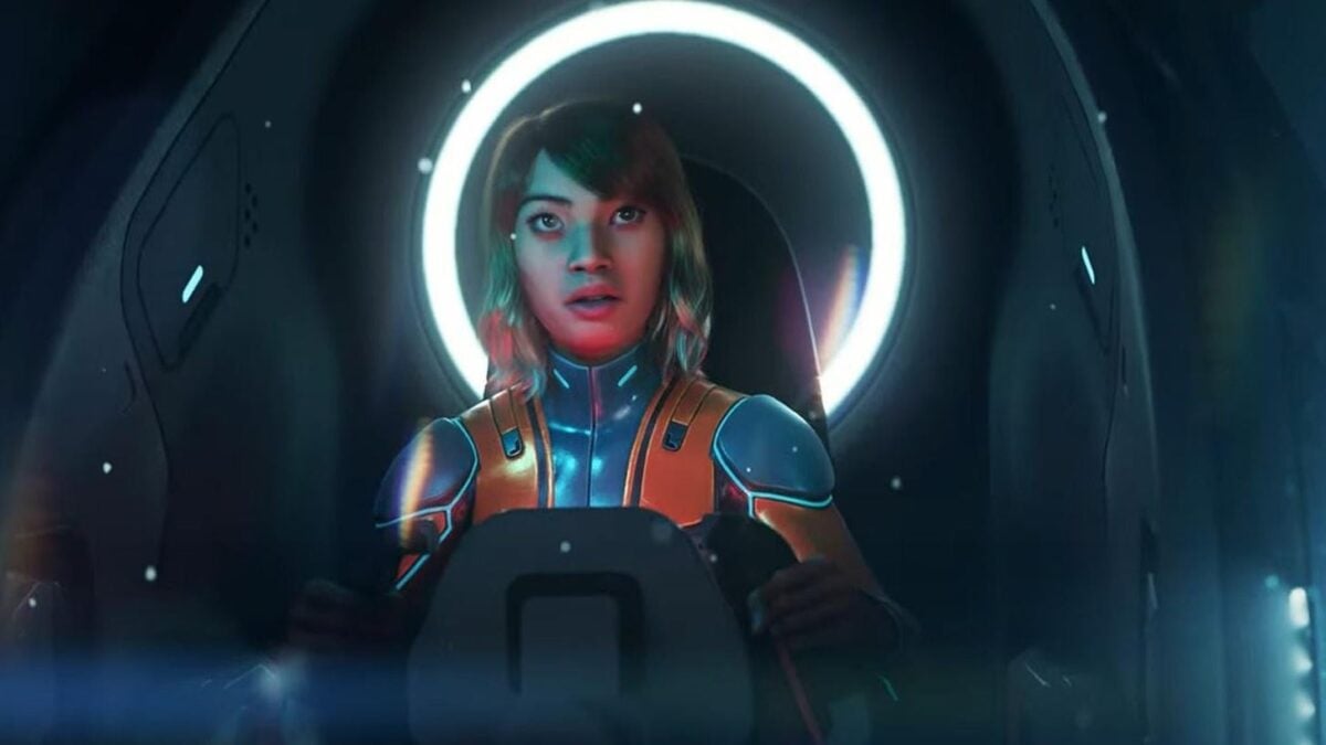 A woman in a submarine is surprised.