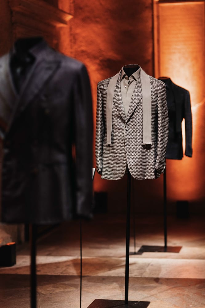 Brioni tailoring on display at the brand's event in Rome on Friday night