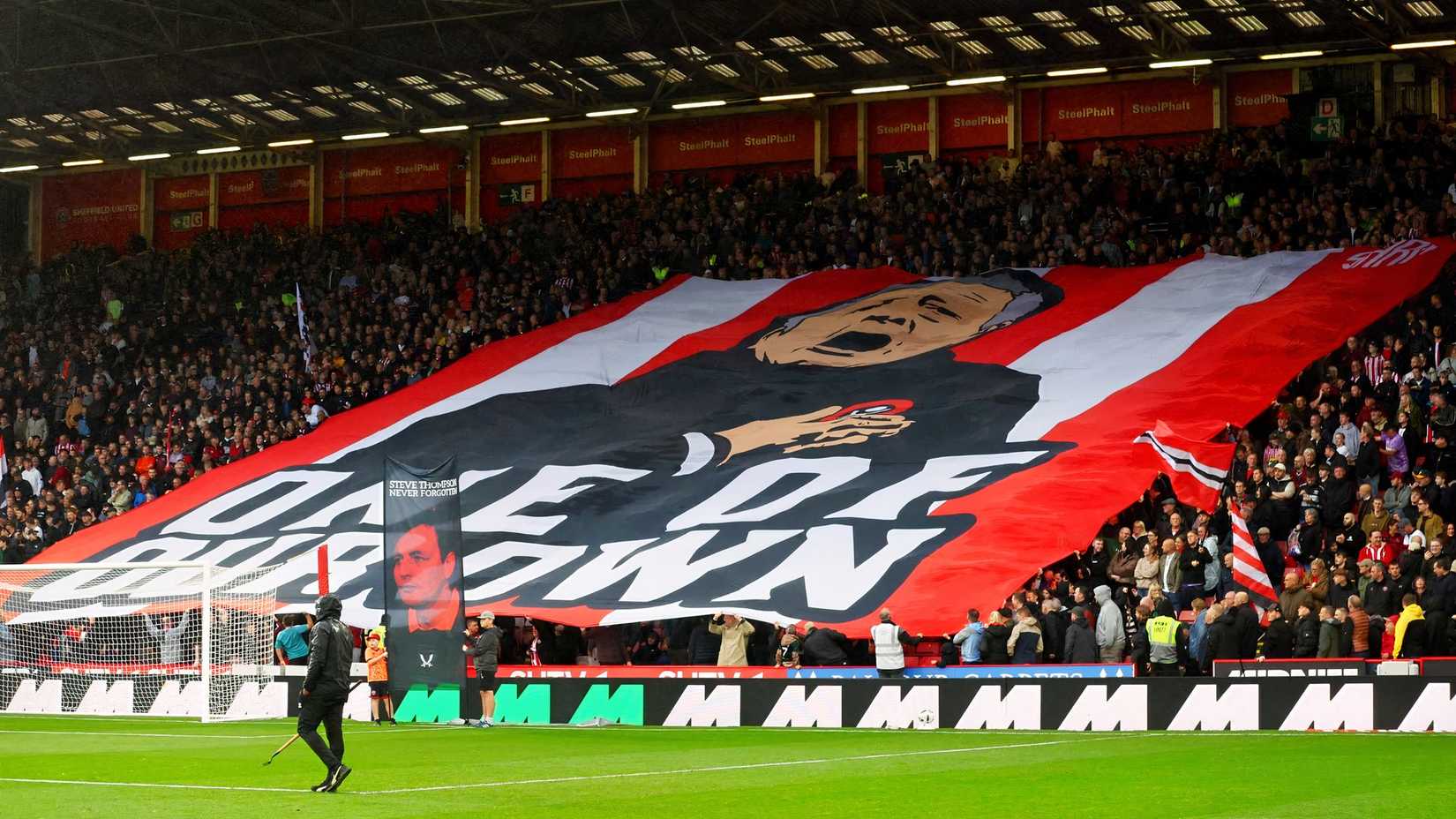 Sheffield United fans display a banner of manager Chris Wilder - Bramall Lane