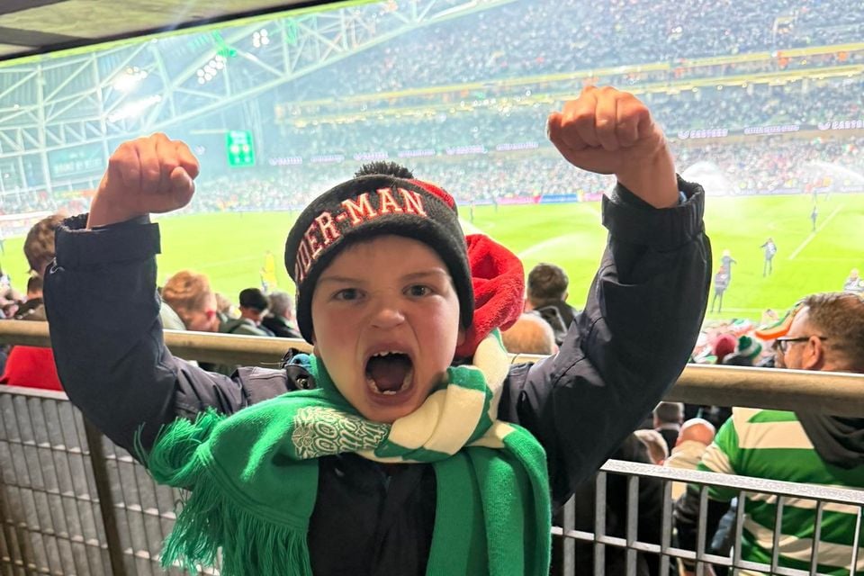 Football mad Dáithí Mac Gabhann made a last minute dash to the Aviva Stadium in Duiblin to see idol Cristiano Ronaldo in action in Portgual's World CUp Qualifier against the Republic of Ireland.