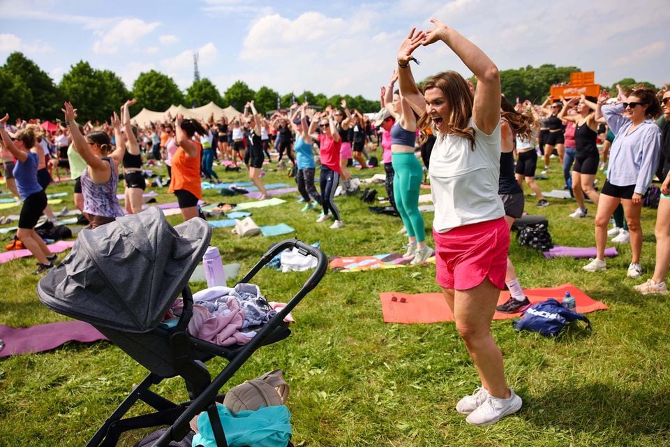 Vogue Williams, Joe Wicks and Dr Hazel Wallace (aka the Food Medic) energise audiences at day one of WellFest Ireland 2024. Pic: Marc O'Sullivan
