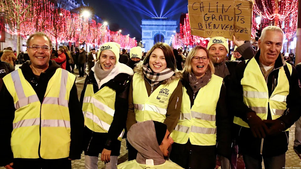 NYE calm - Protesters in France continue into late December, though turnout numbers fall. That doesn't discourage unofficial but high-profile protest leaders, who use social media to encourage continued demonstrations. On New Year's Eve, many revelers wear yellow vests as they take part in peaceful, "festive" gatherings in Paris.<span class="copyright">Reuters/C. Hartmann</span>