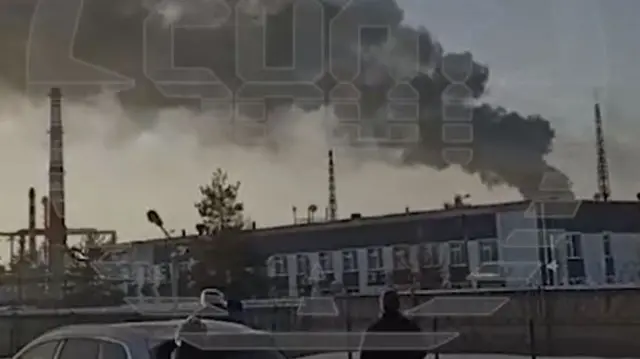Smoke could be seen issuing from the refinery in a video we verified in March